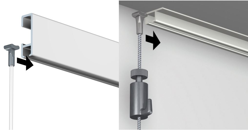 Настенный и потолочный рельсы повесочной системы